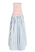 Bandeau Striped Print Sling Maxi Dress Summer Off The Shoulder - Norellé