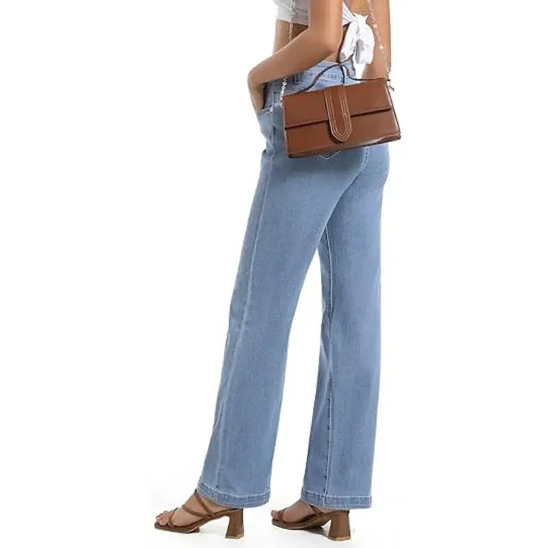 Women High Waisted Straight Leg Jeans