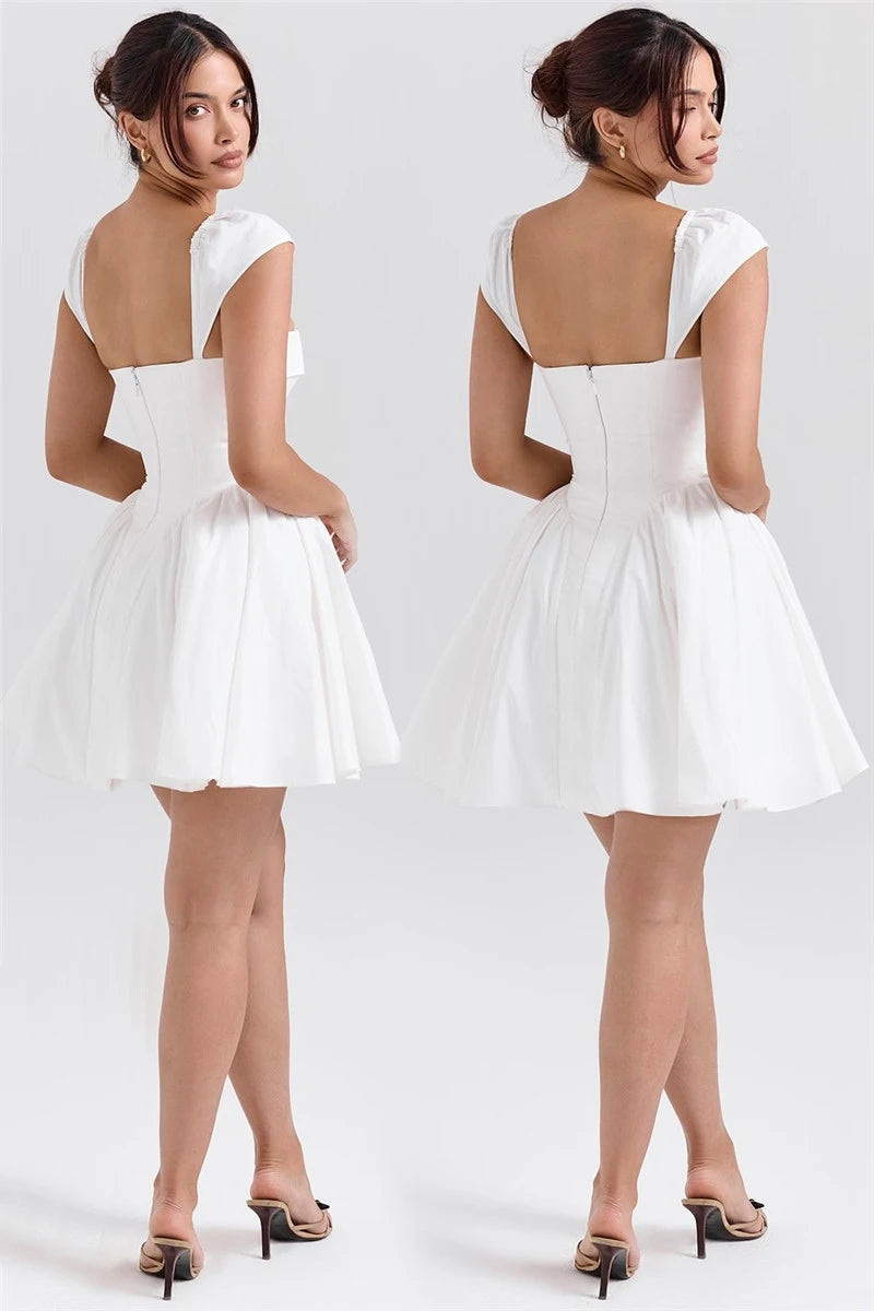 White Backless Mini Dress For Women