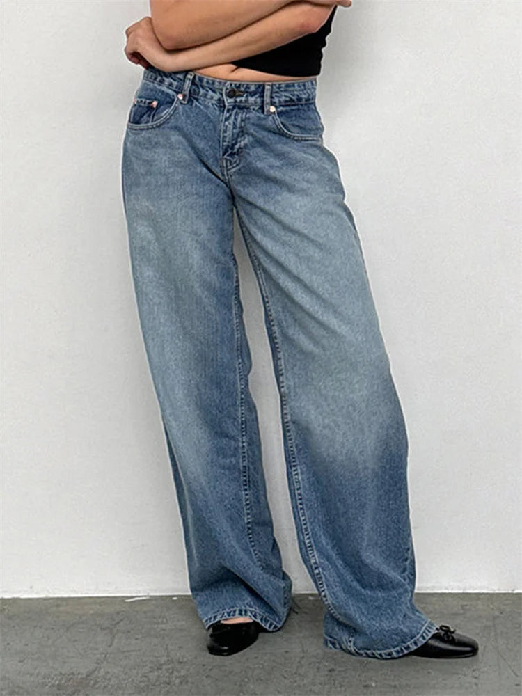 Women Wide Leg Boyfriend Jeans