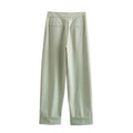 Women's Suit Coat Curled Hem Straight Leg Trouser Set