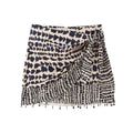 Women Vintage Geometric Print Knotted Mini Skirt