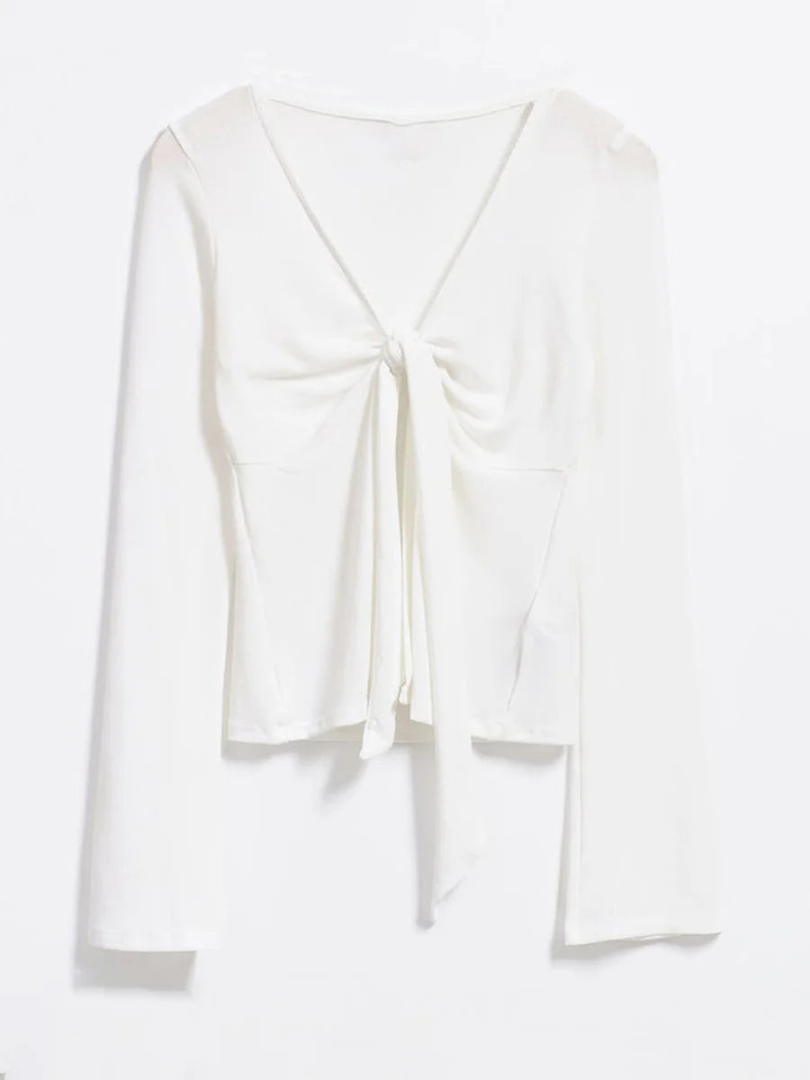 Women Tie Up Shirts Long Sleeve