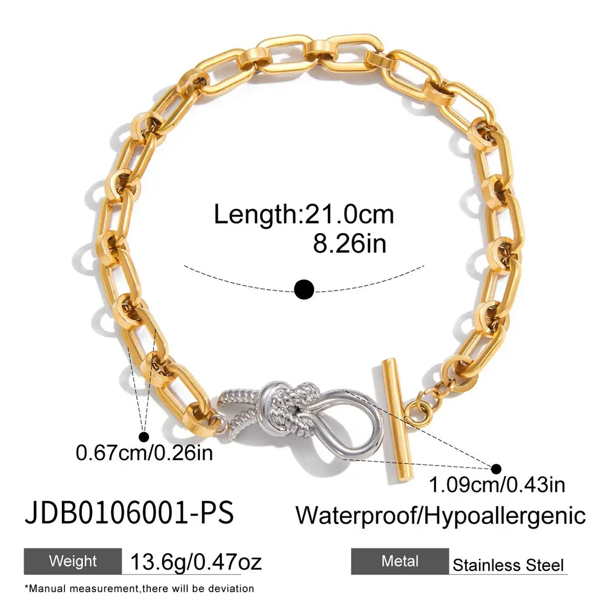 Stainless Steel Double Color Knot Bracelet