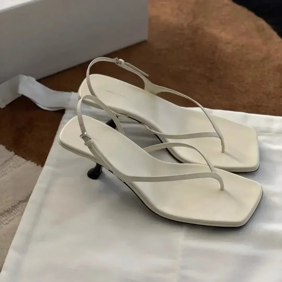 Retro Square Toe Clip Sandals