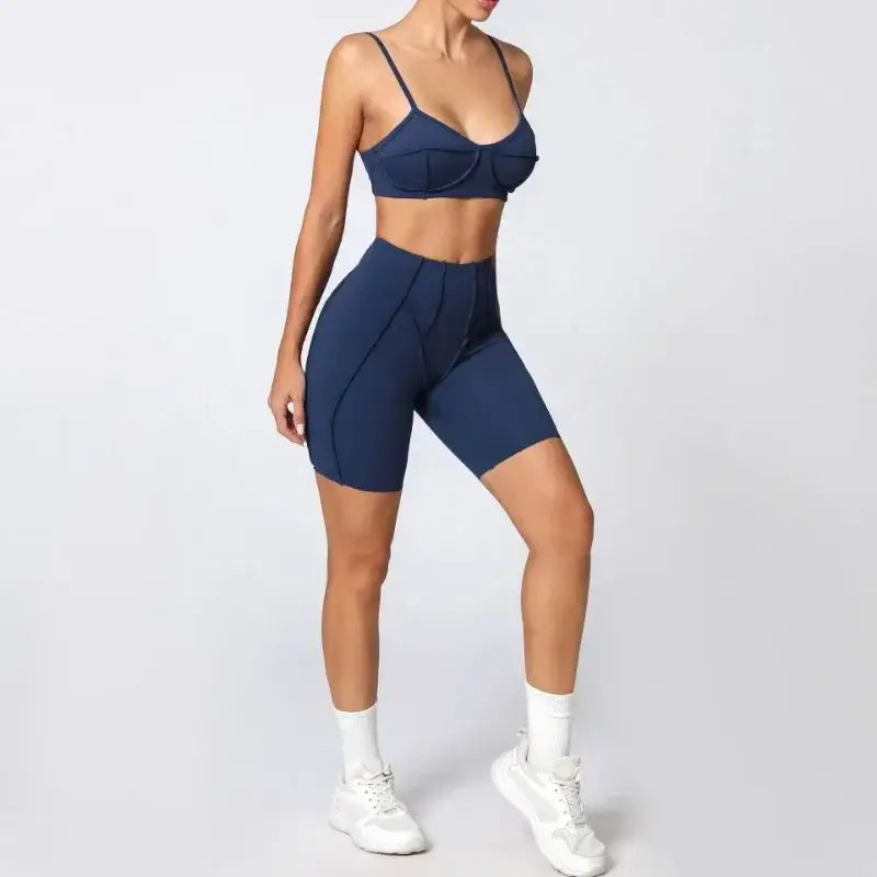 Seamless Yoga Sets Sports Fitness High Waist Hip-lifting Shapeing Leggings Backless Bra Suit