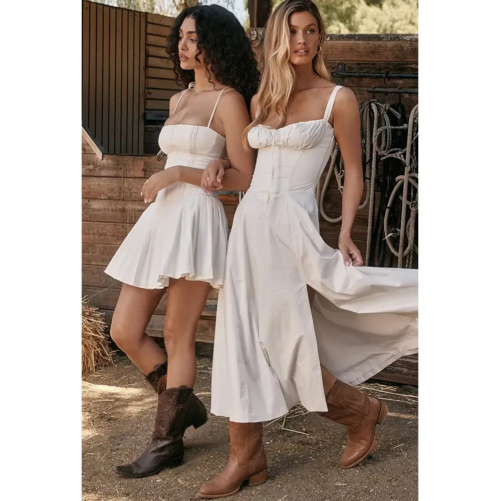 White A Line Dress Elegant Spaghetti Strap Bodycon