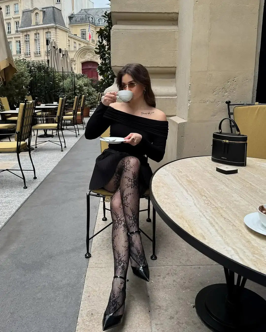 Hollow Lace Pantyhose Women