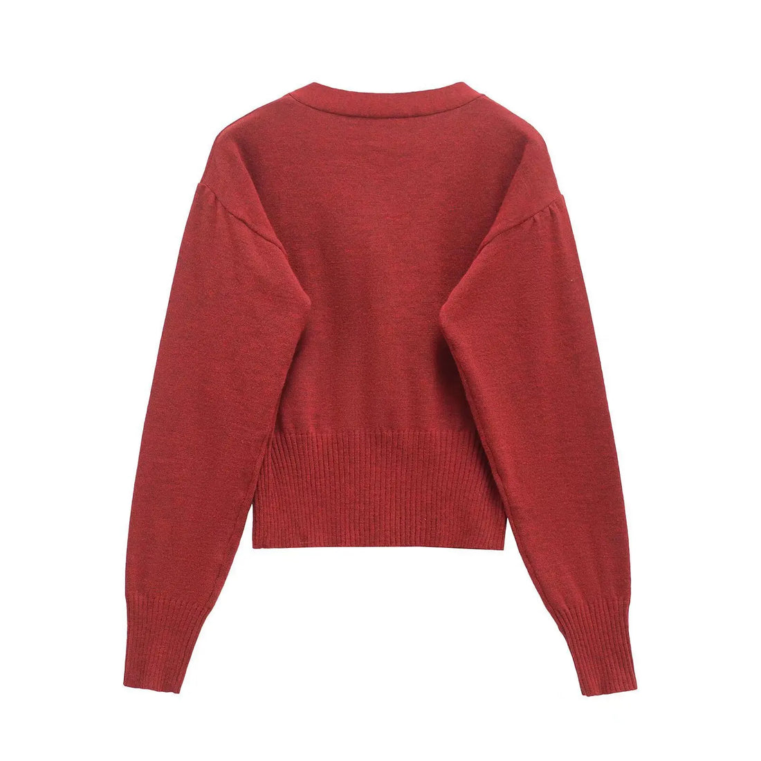 Damen 3D Blumen Slim Fit Cropped Cardigan V-Ausschnitt Langarm 