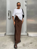 Elegant Satin Black Trumpet Skirts Fashion Slim High Waist Skirts - Norellé