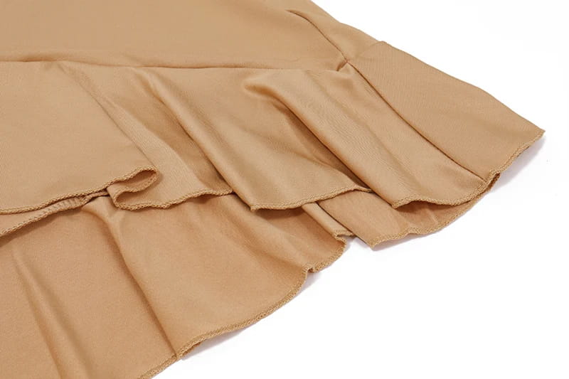 Women Solid Ruffles Skinny Skirt