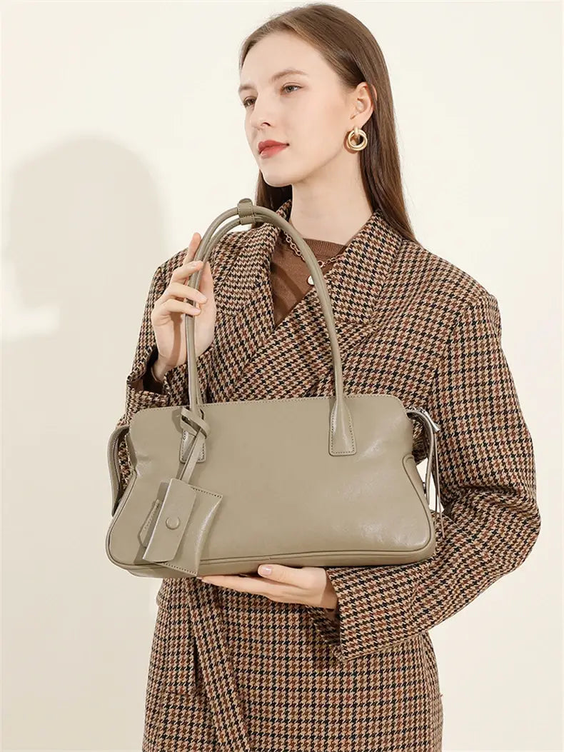 3 Layers Genuine Leather Large Underarm Shoulder Bags For Women