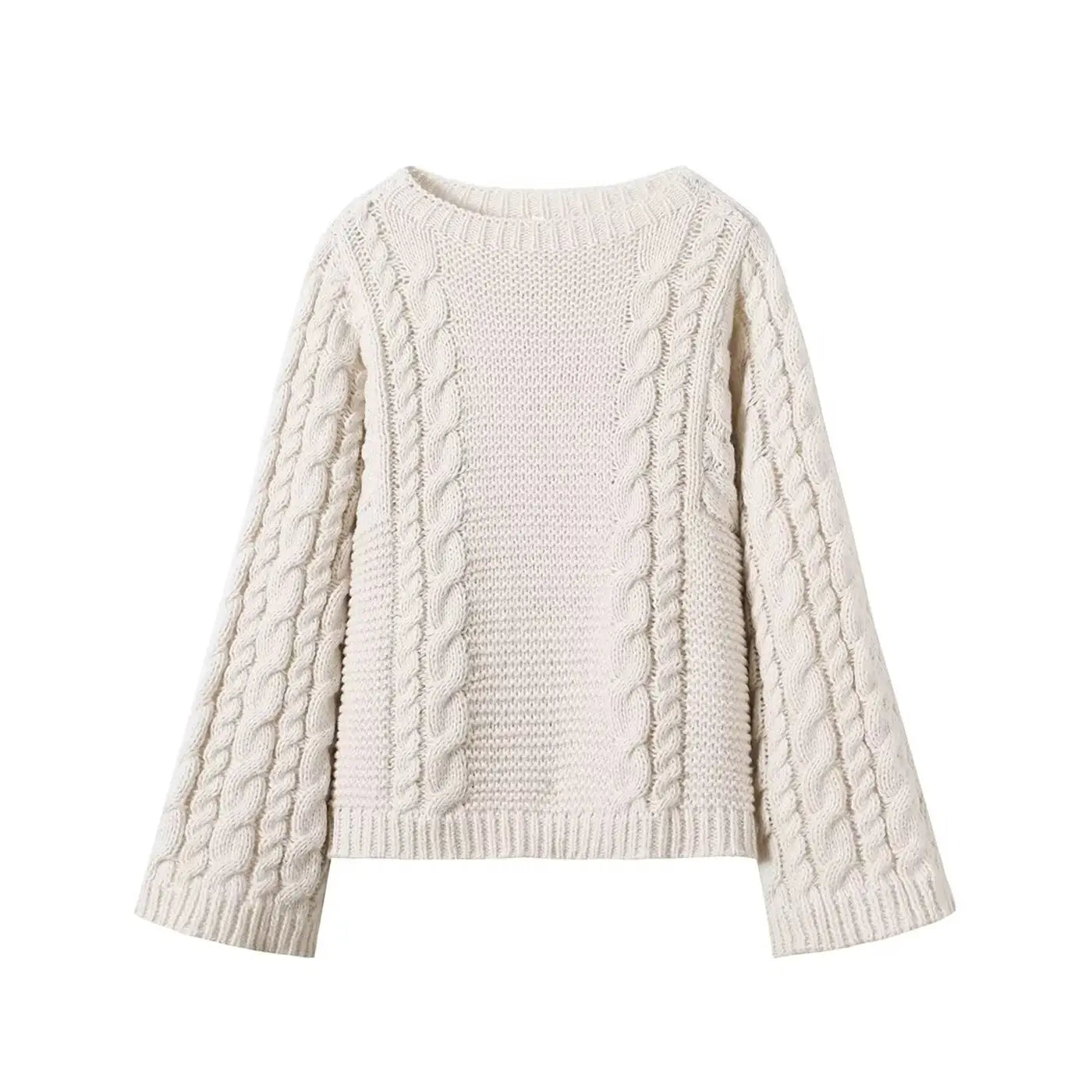 Cable-Knit Pullover Long-Sleeve Sweater