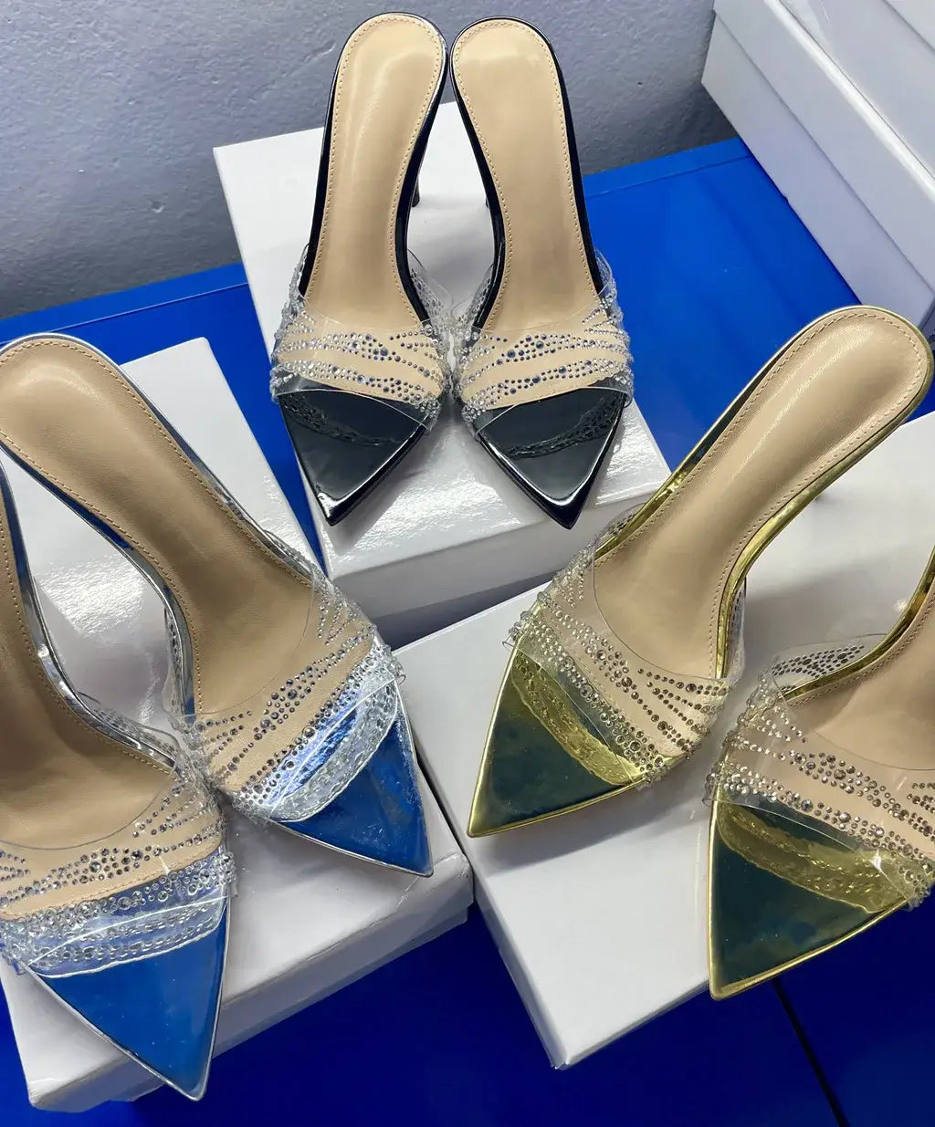 Women’s Mules Rhinestone High Heel
