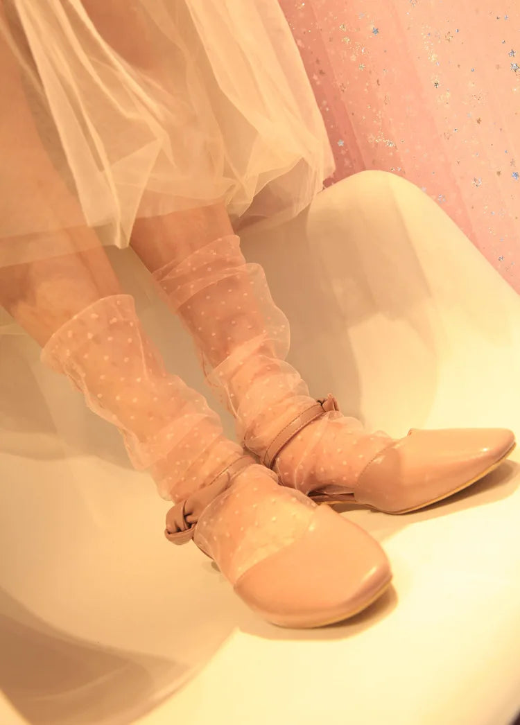 Dot Lace Socks Women Transparent Mesh Ankle