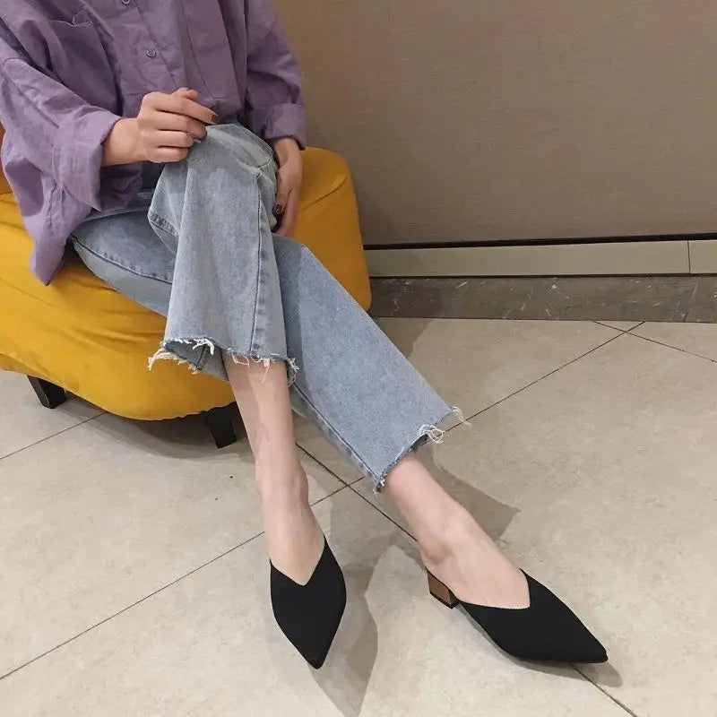 Pointed Toe With Heel Woman Slippers Shoes for Women