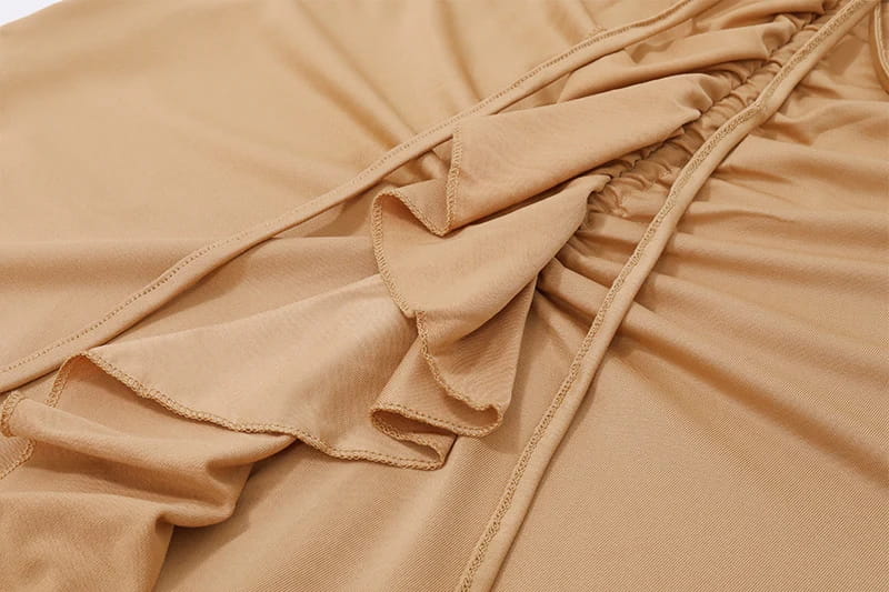 Women Solid Ruffles Skinny Skirt