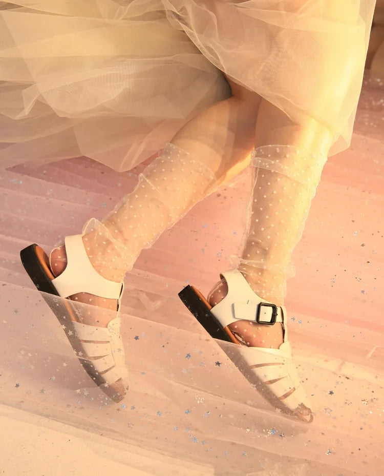 Dot Lace Socks Women Transparent Mesh Ankle