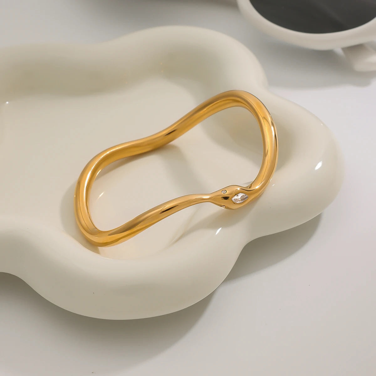 White Zircon Spirit Snake Bracelet Stainless Steel