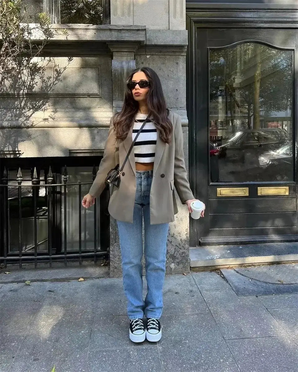 Chic Office Lady Double Breasted Blazer