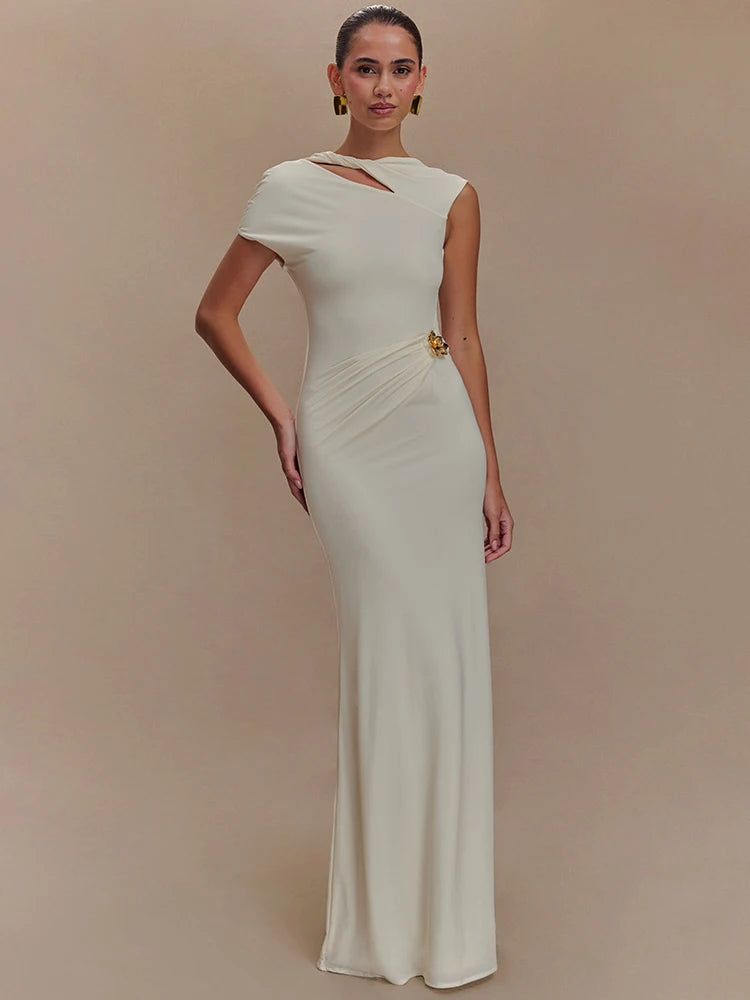 Hollow Out Gold Clasp Maxi Dress For Women - Norellé