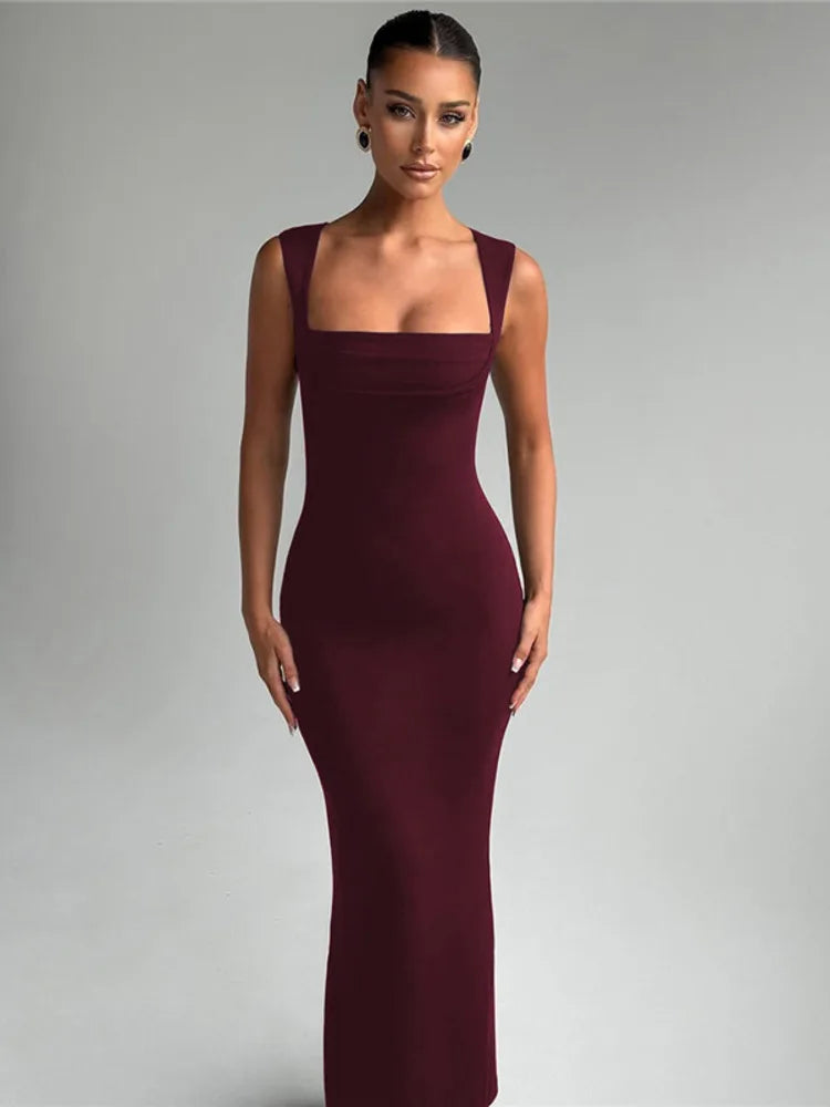 Square Collar Sleeveless Maxi Dress For Woman - Norellé