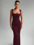 Square Collar Sleeveless Maxi Dress For Woman - Norellé