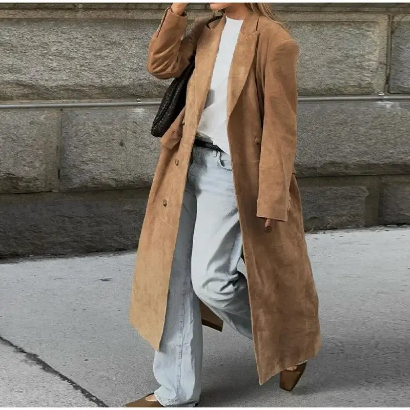 Chic Lapel Double Breasted Lady Oversize Jacket