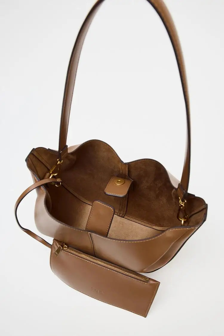 Fashionable Top Handle Bag Solid Color Simple Shoulder