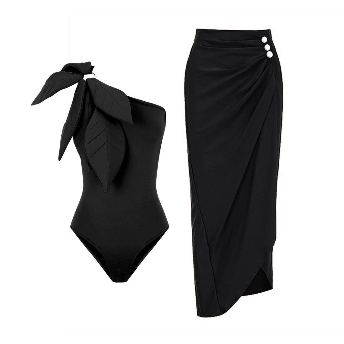 Retro One Piece Swimsuit With Cover Up