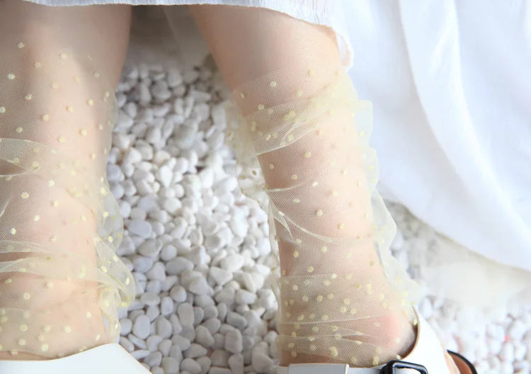 Dot Lace Socks Women Transparent Mesh Ankle