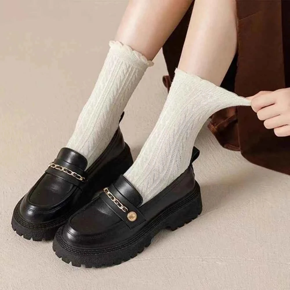 6 Pairs of Knitted Mid Length Stockings for Women's
