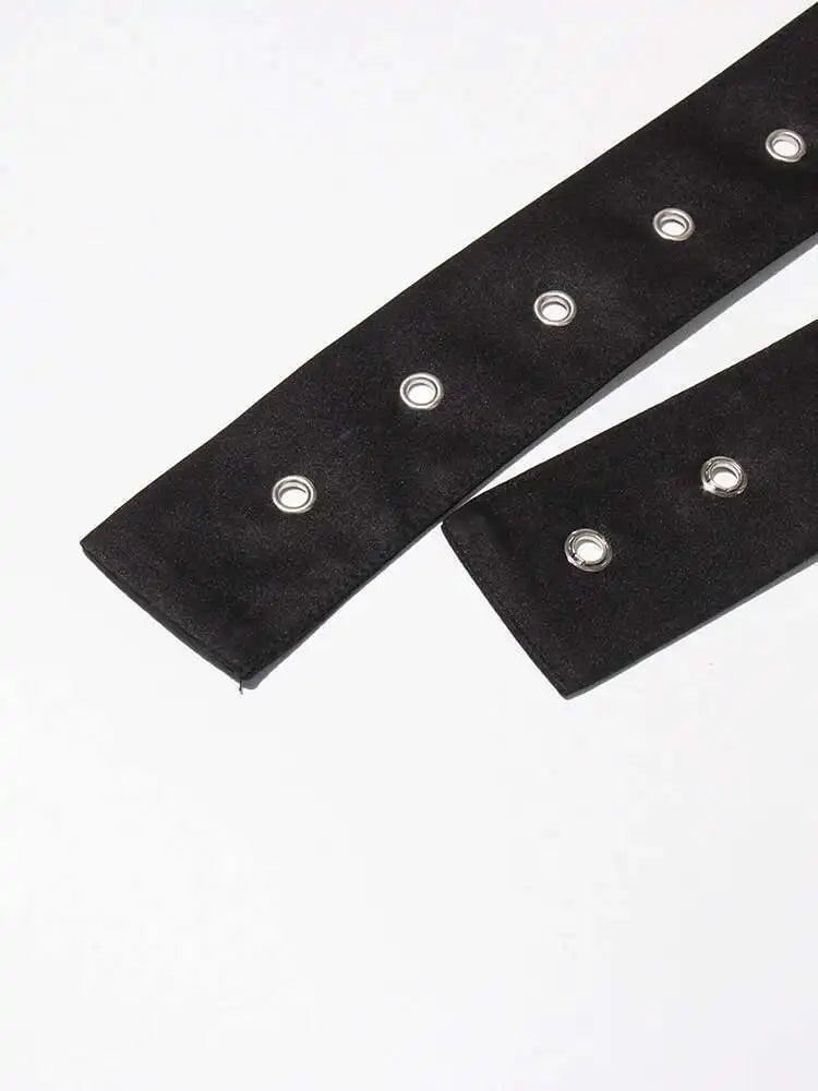 Solid Temperament Jacket Spliced Belt Blazer Women