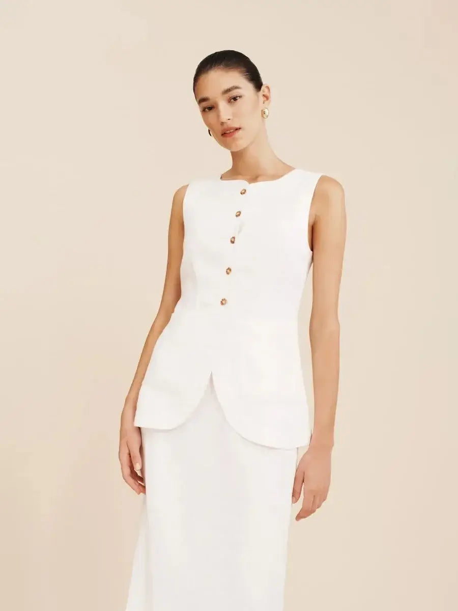 Women’s Sleeveless Vest High Waisted Skirt 2-Piece Set