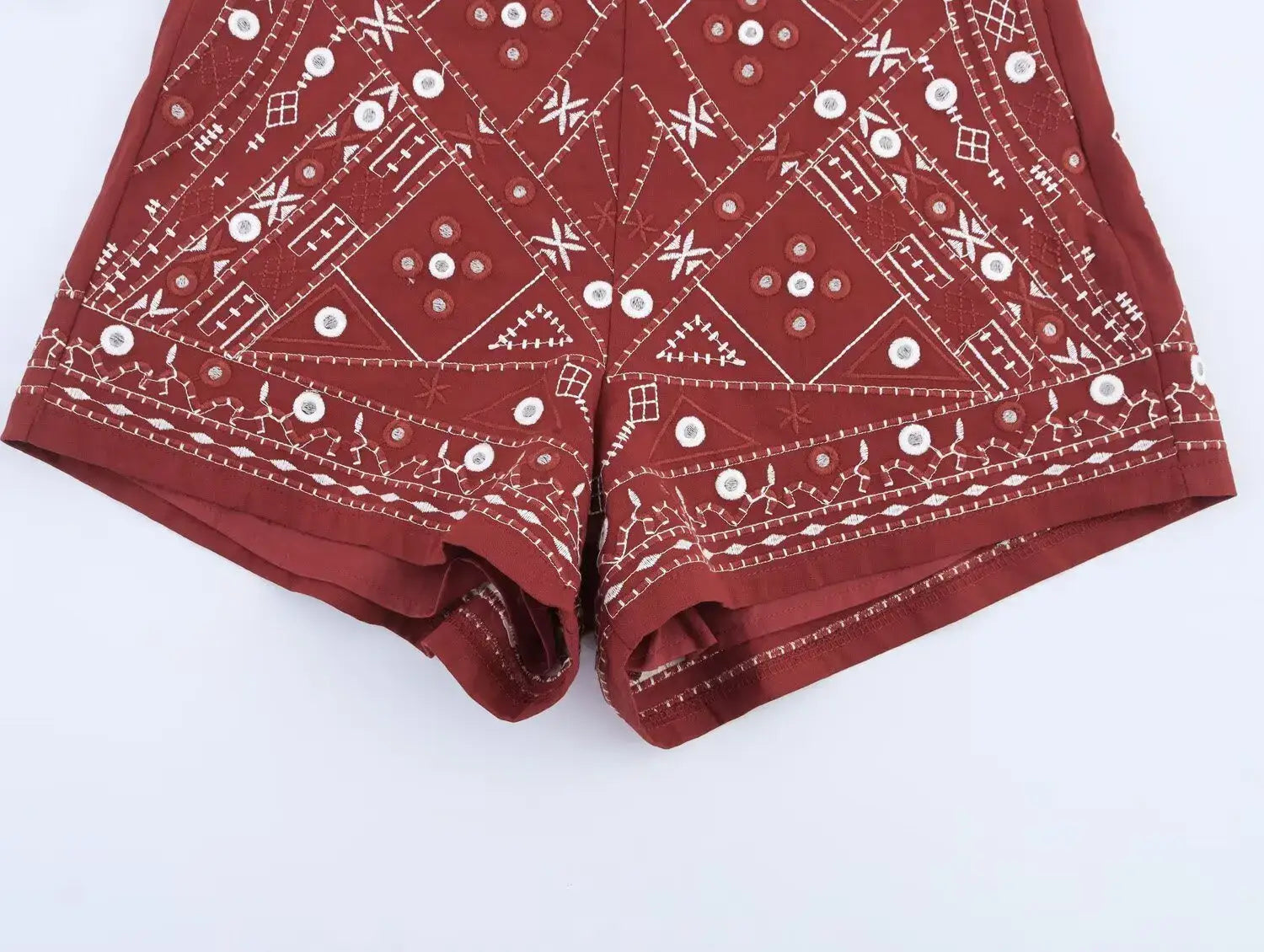 Women’s Casual Embroidered Sleeveless V-neck Short Vest Top + High Waist Shorts