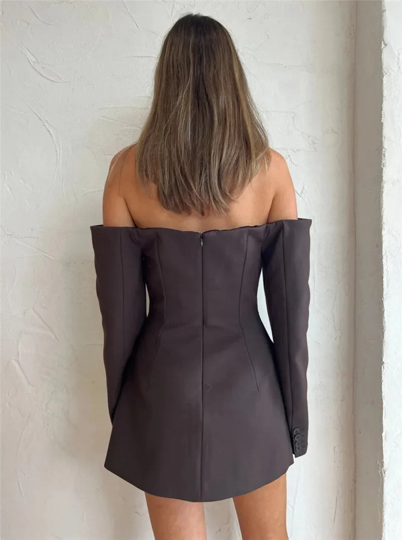 Off-shoulder Strapless Blazer Dress For Women