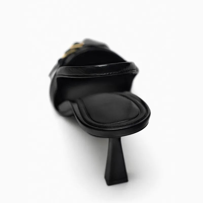 Black Cross Belt Buckle High Heels