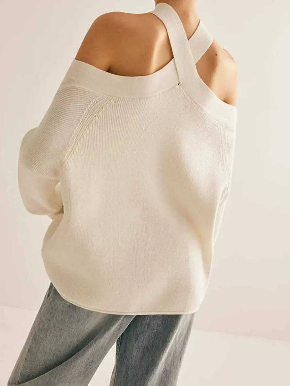 Women Cold Shoulder Loose Fit Sweater