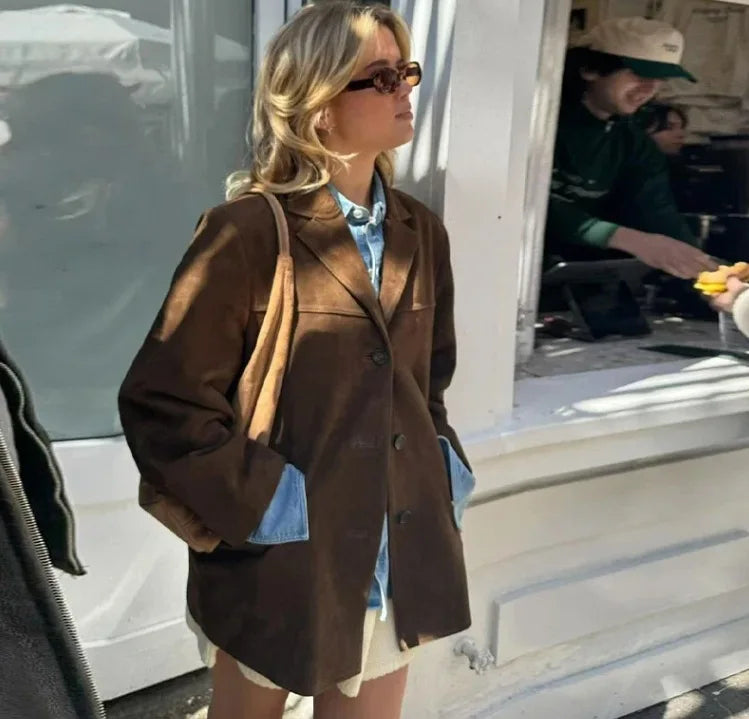 Woman Casual Single Breasted Pocket Long Sleeve Short Coat