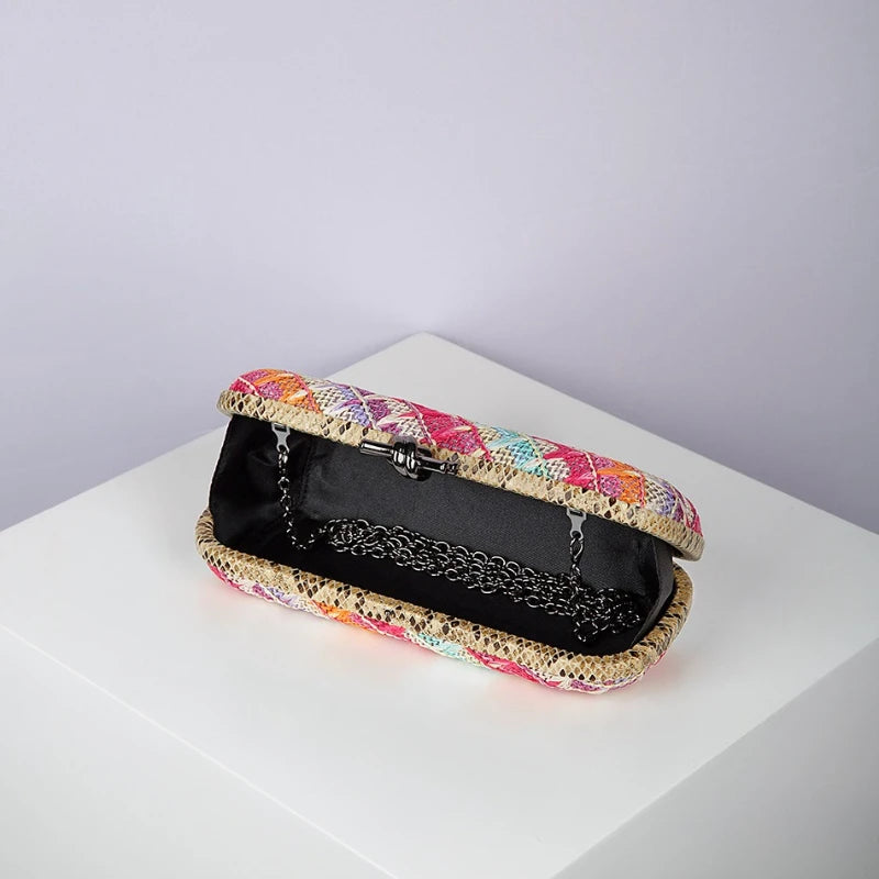 Women's Straw Style Colorful Woven Clutch Bags