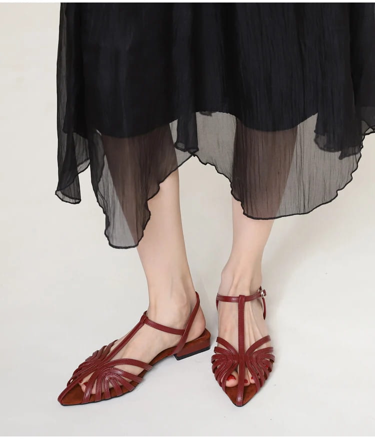 Knitted Low Heeled Roman Shoes For Women