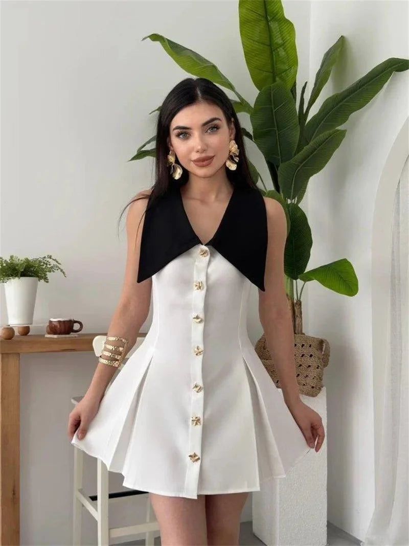 Sleeveless Contrast Mini Dress Women