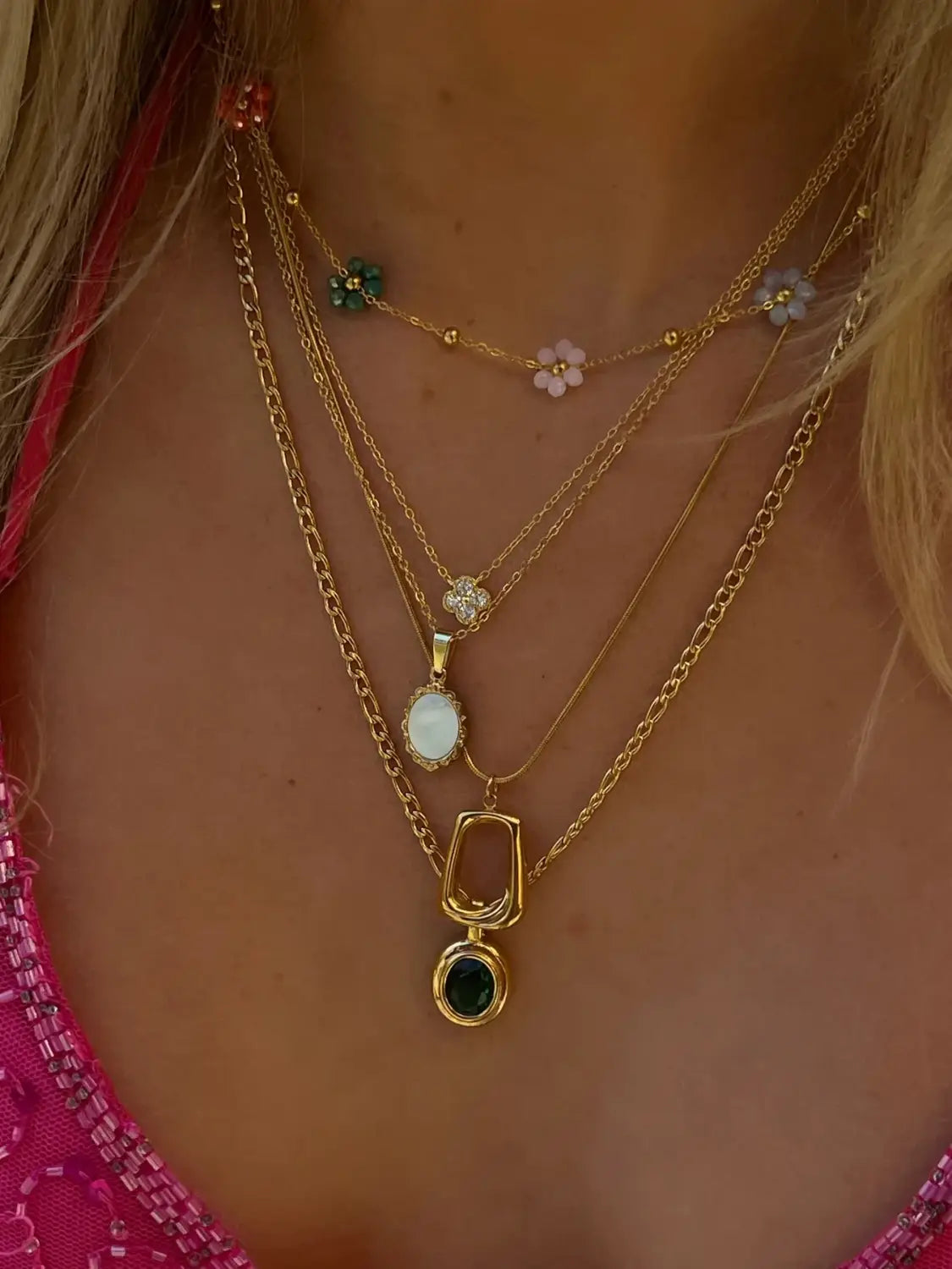 Heart Pendant Chain Necklace for Women Stainless Steel