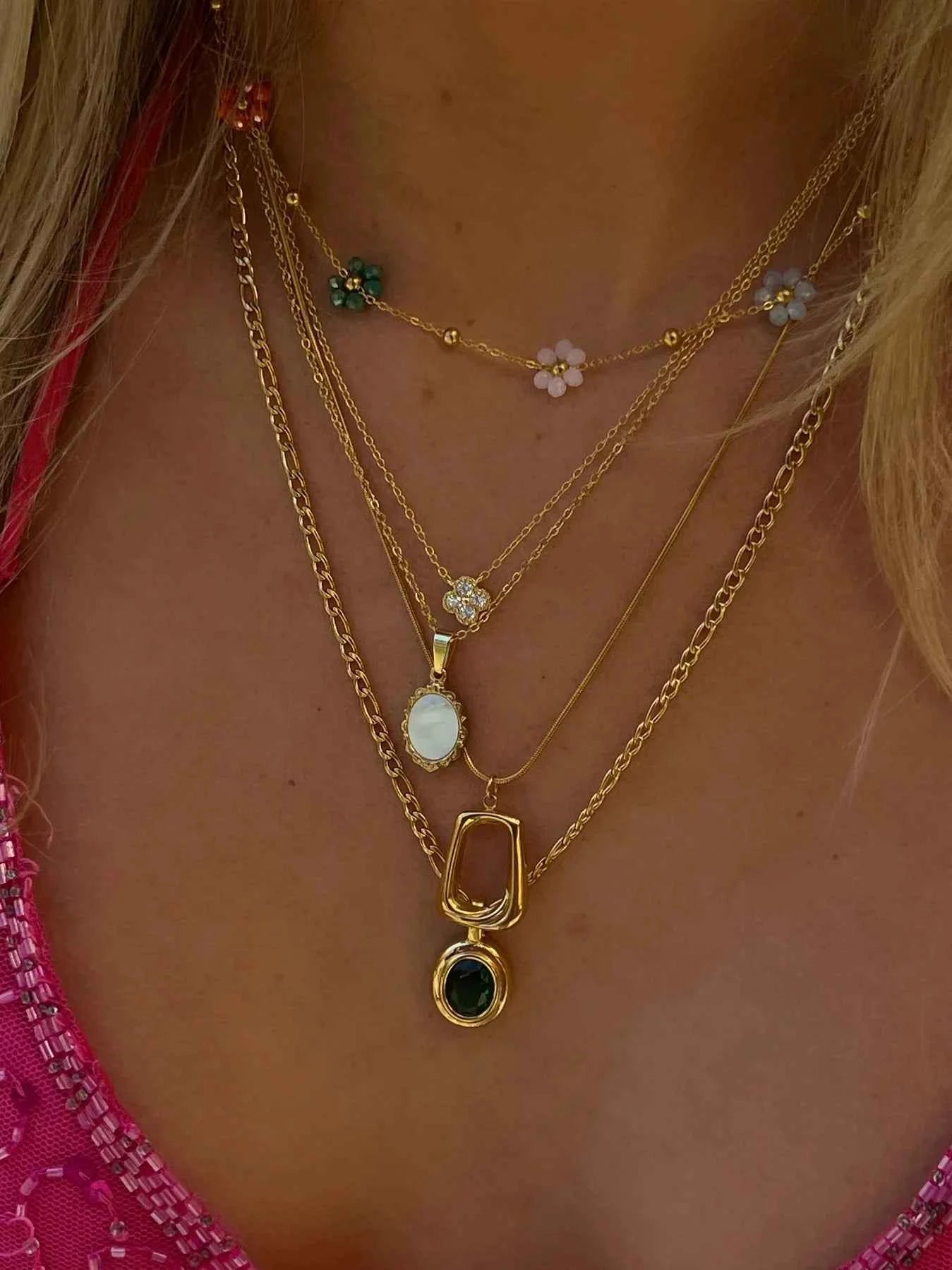 Heart Pendant Chain Necklace for Women Stainless Steel