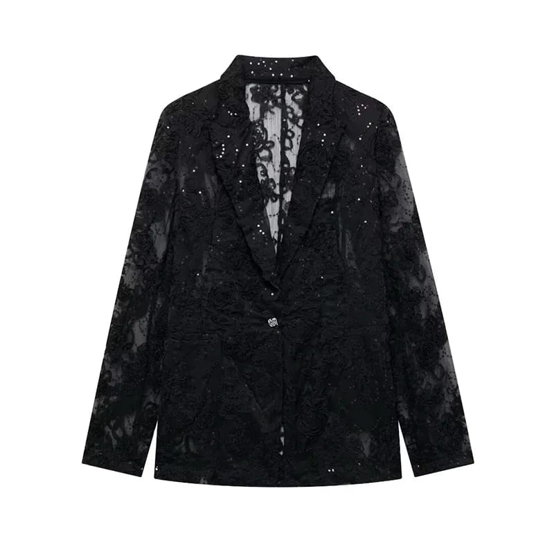 Solid Lace Loose Women Jacket