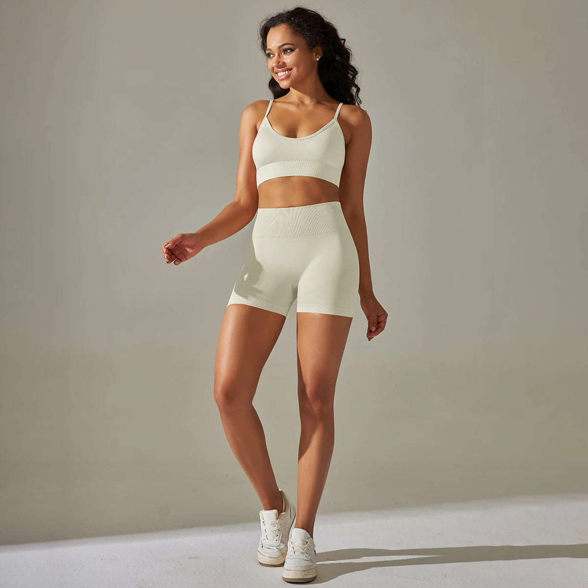 Seamless Yoga Set Camisole Bra Shorts