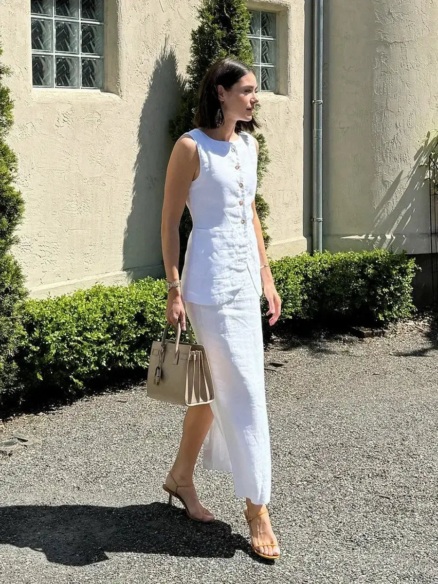 Women’s Sleeveless Vest High Waisted Skirt 2-Piece Set