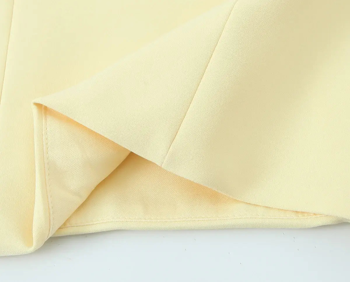 Woman Elegant High Street Solid Side Zipper Slim Tops