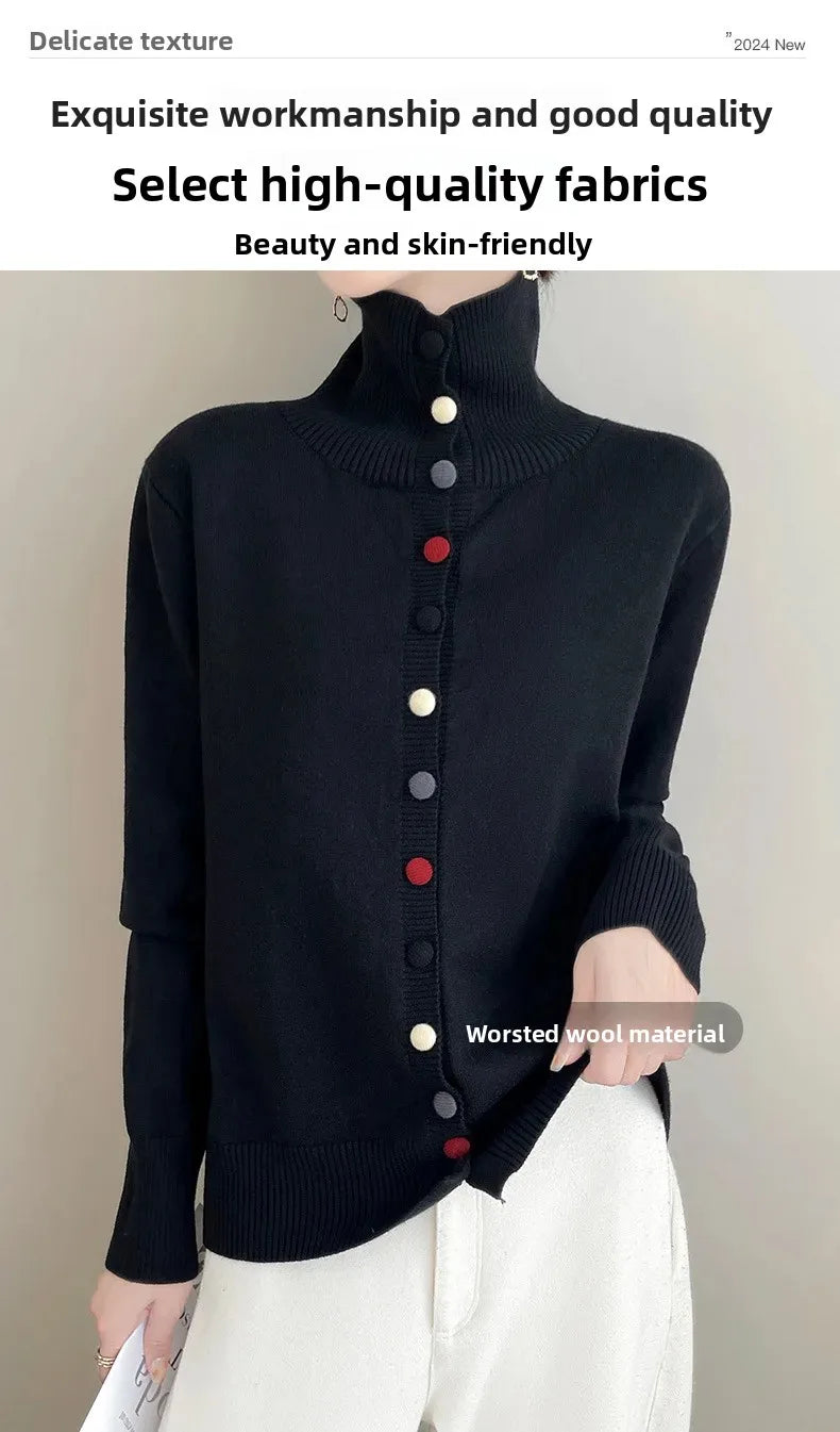 High Neck Knitted Sweater Cardigan Women’s