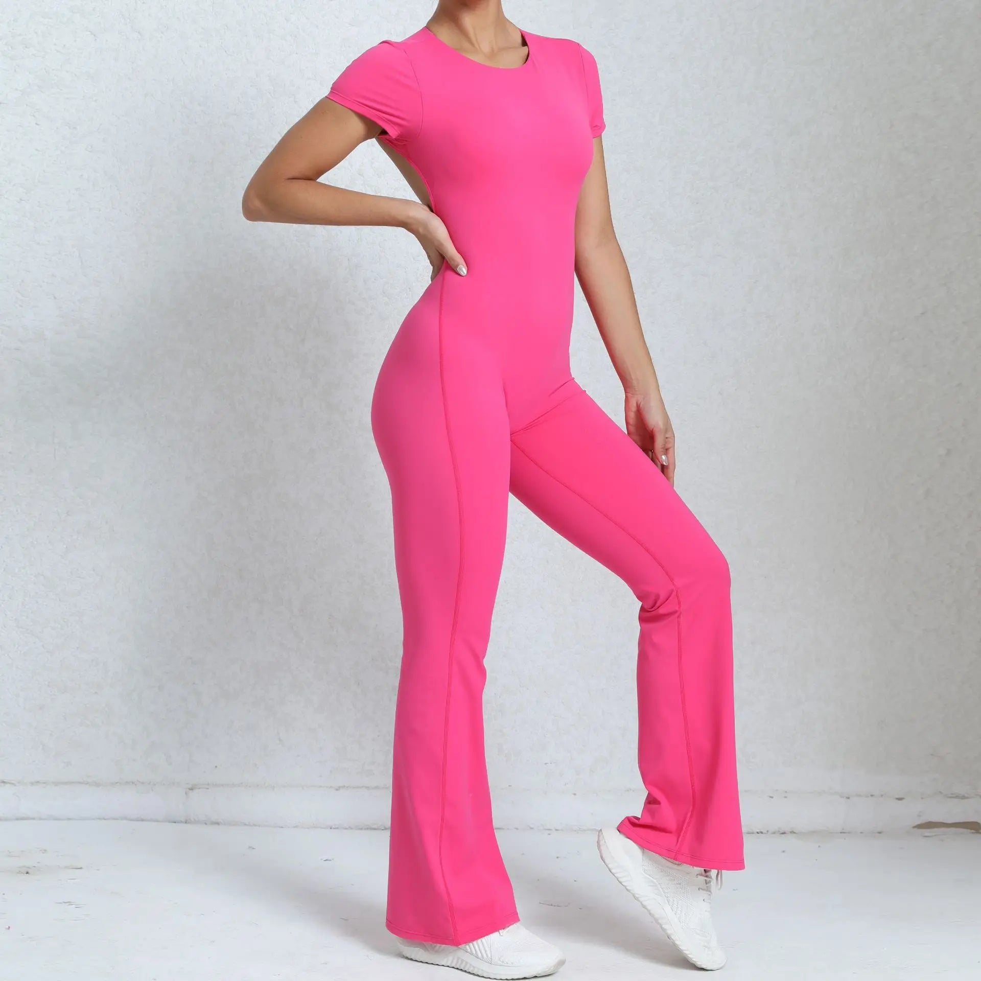 Women Sports Flared Pants Fitness Rompers Stretch Workout Bodysuits Jumpsuit